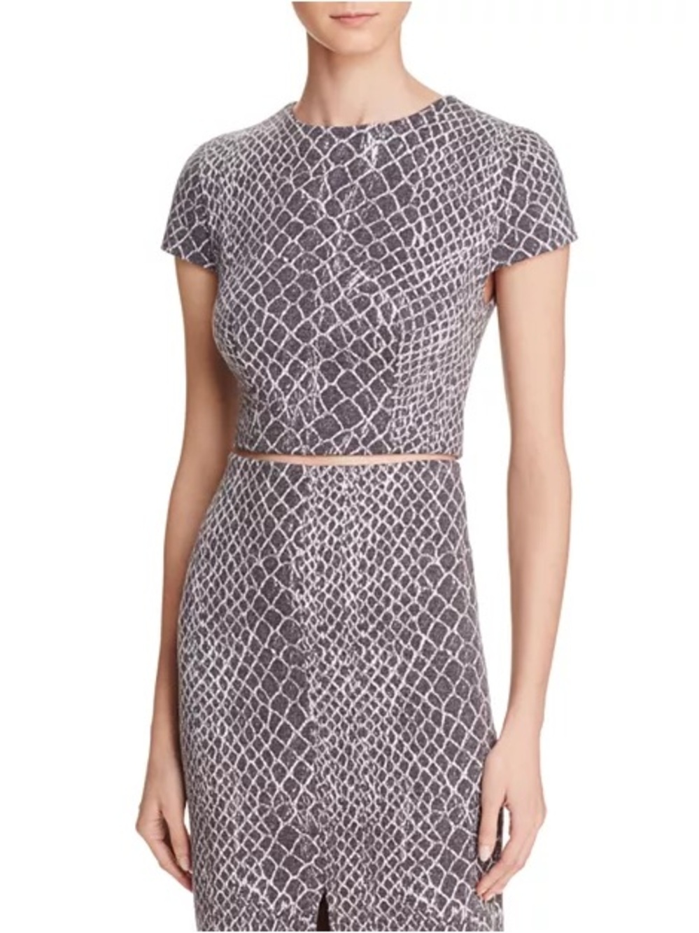 Alice + Olivia Black & White Textured Cropped Top